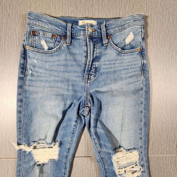 Madewell The Perfect Vintage Jeans Light Blue Wash Size 26p Petite Distressed - Picture 3 of 12